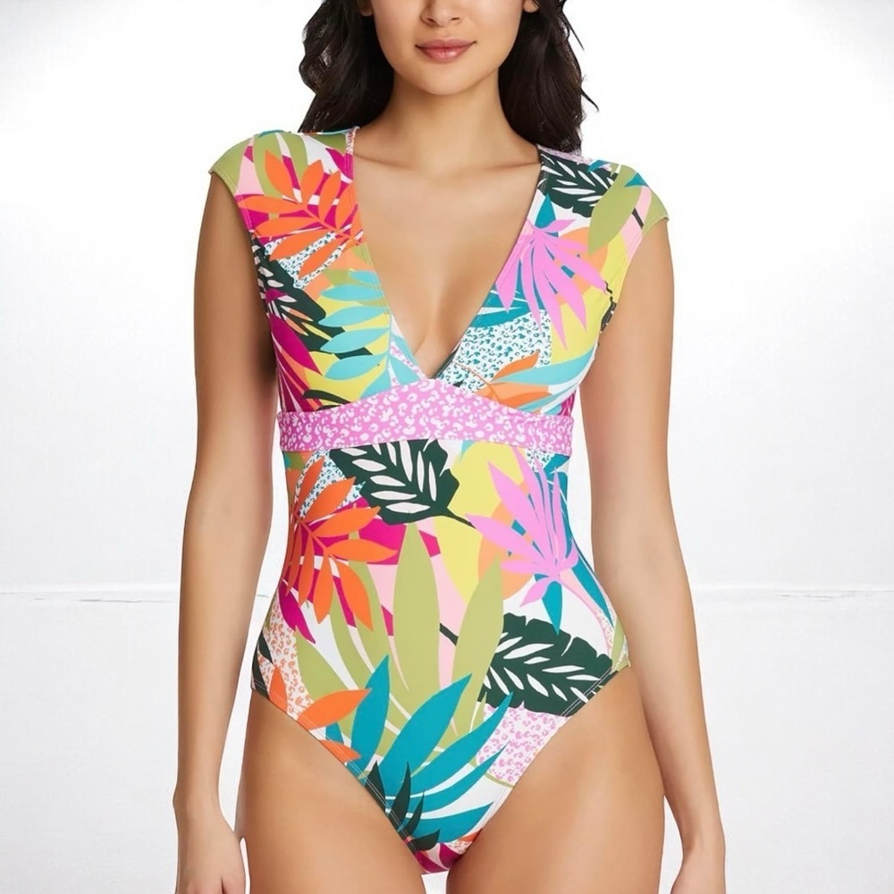 🌻NEW w.tags Bleu Rod Beattie Wild at Heart Cap Sleeve 1-Piece Swimsuit Size 6